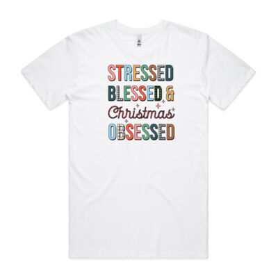Mens 'Stressed, Blessed and Christmas Obsessed' Tee Thumbnail
